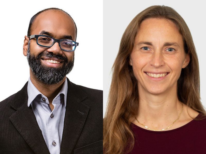 Portrait photos of Richard Lachman (left) and Ali Mazalek (right) side by side smiling