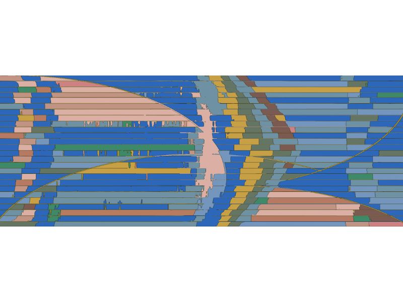 A digital rendering of a brightly coloured mosaic