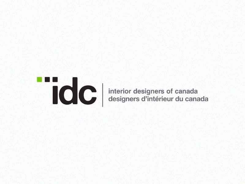 graphic with white background and overlay text titled "idc, interior designers of canada"