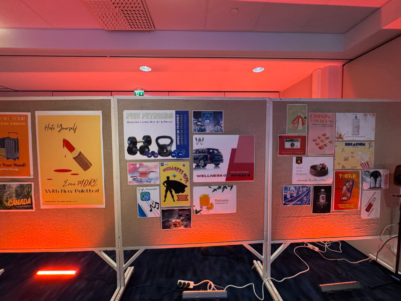 Posters and boards with graphics up