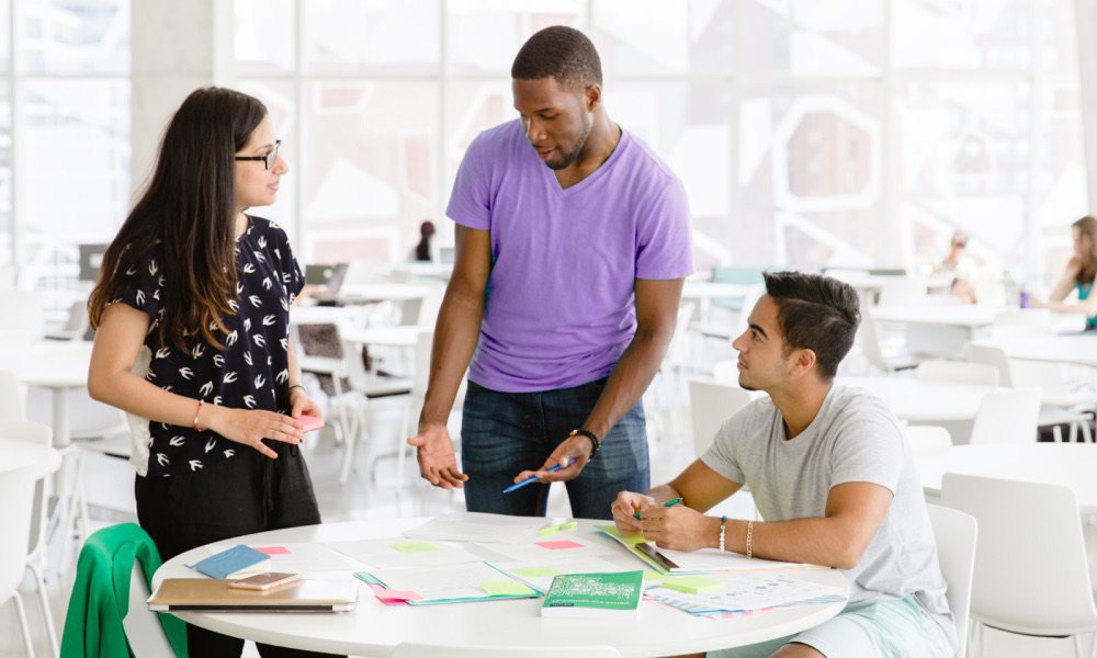 Students working