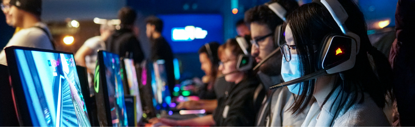 Students working on gaming computers