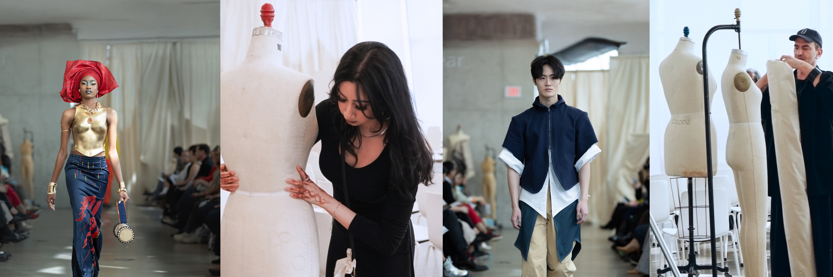 Two models walking a fashion runaway