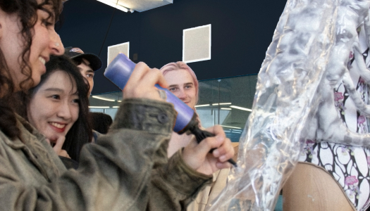 Students working with an outfit