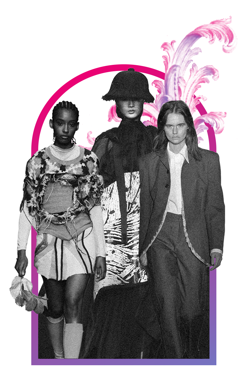 Three Models wearing clothing by Olivia Rubens, Stephanie Moscall-Varey, and Alexandra Armata 
