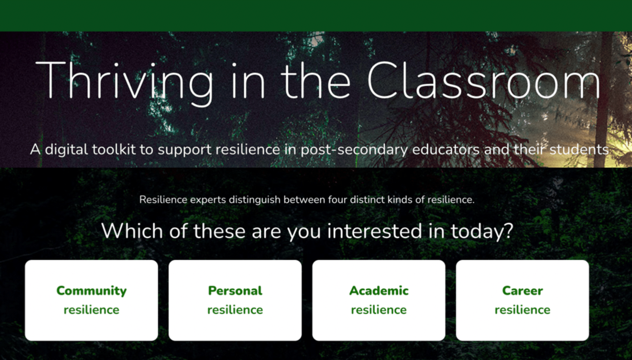 Thriving in the Classroom Toolkit homepage