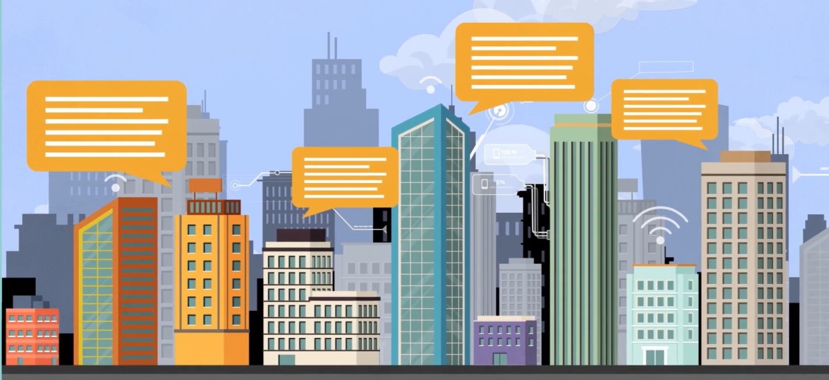 comment icons on high raised buildings