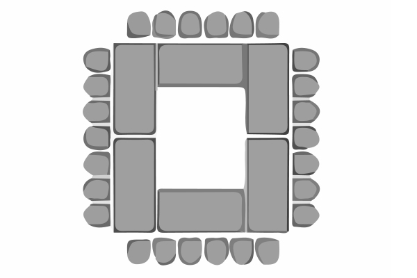 Hollow square layout