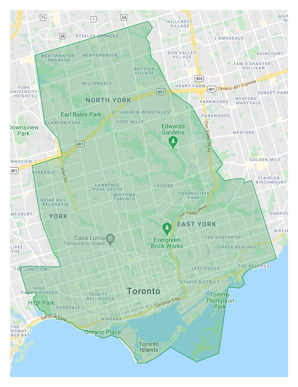An image of the Urban Farm's Garden Grab bag delivery zone with the delivery zone highlighted in green.