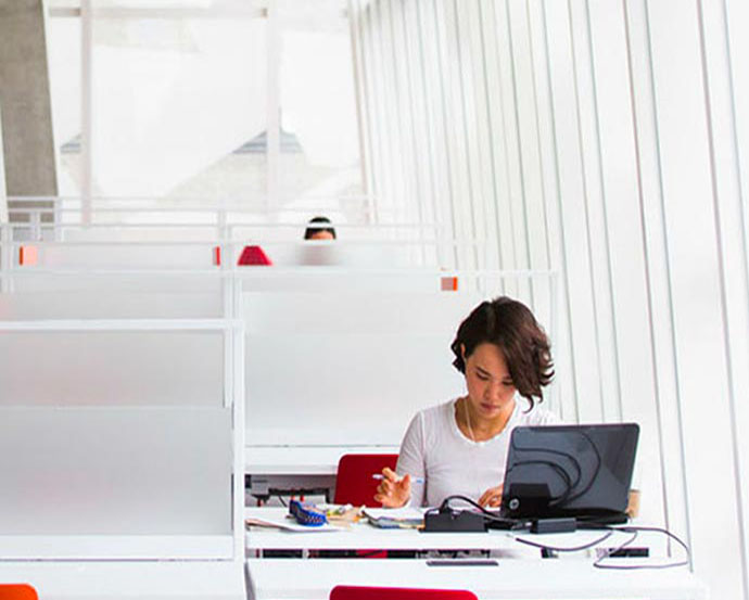 Girl working at study desk