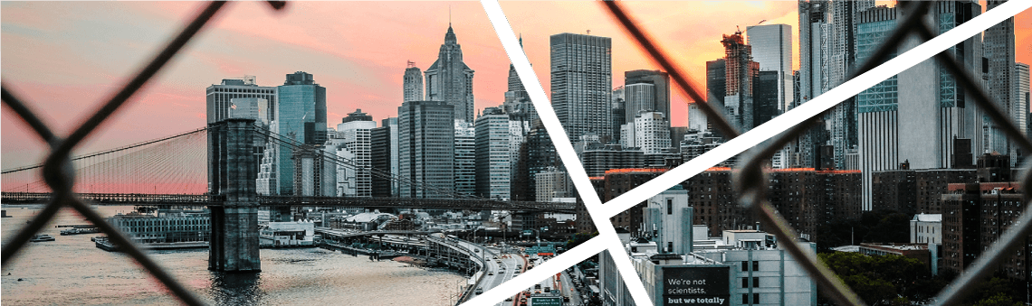 City skyline at dusk