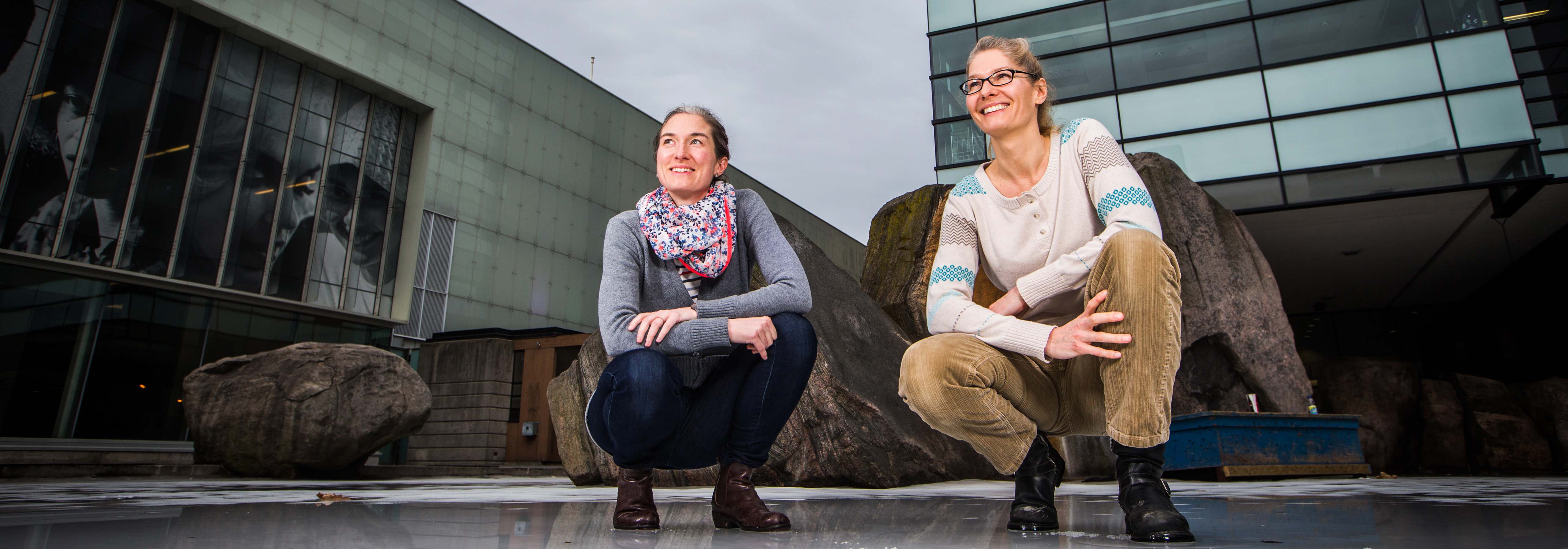 researchers squatting on lake devo 