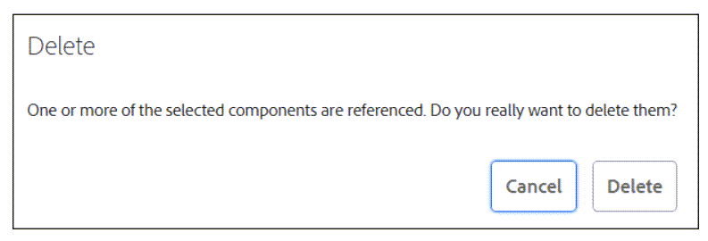 Deletion notice for referenced components