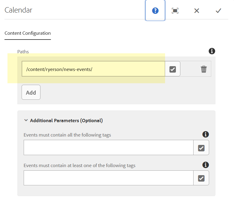 Calendar configuration