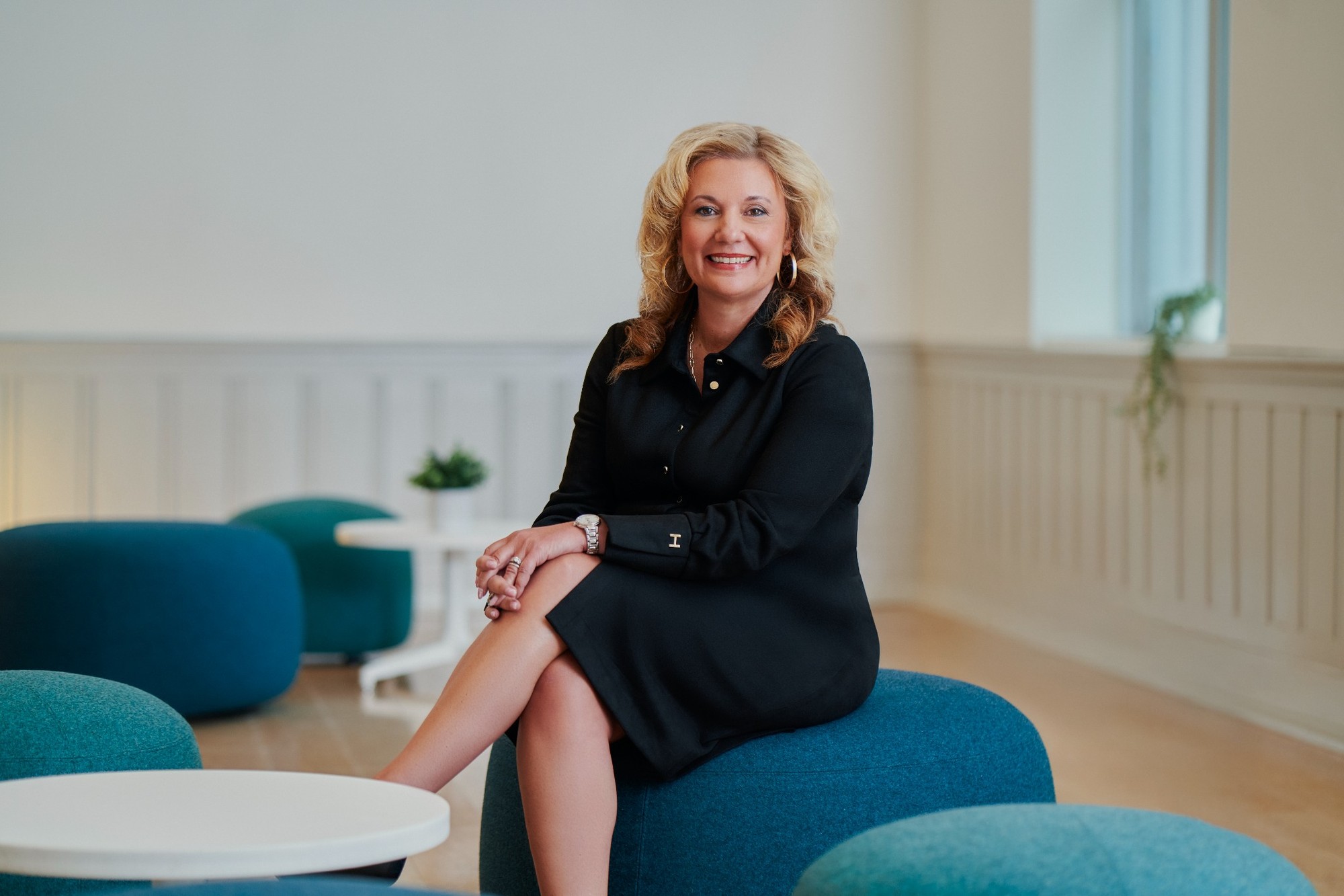 Roberta Iannacito-Provenzano  Provost & Vice-President, Academic sitting and smiling wearing all black