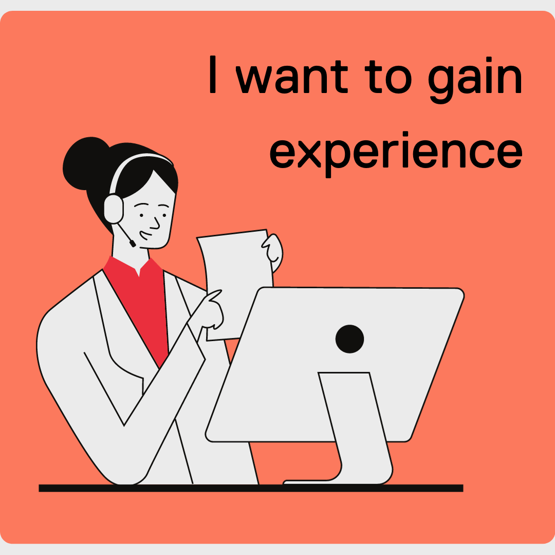 A button that says "I want to gain experience"