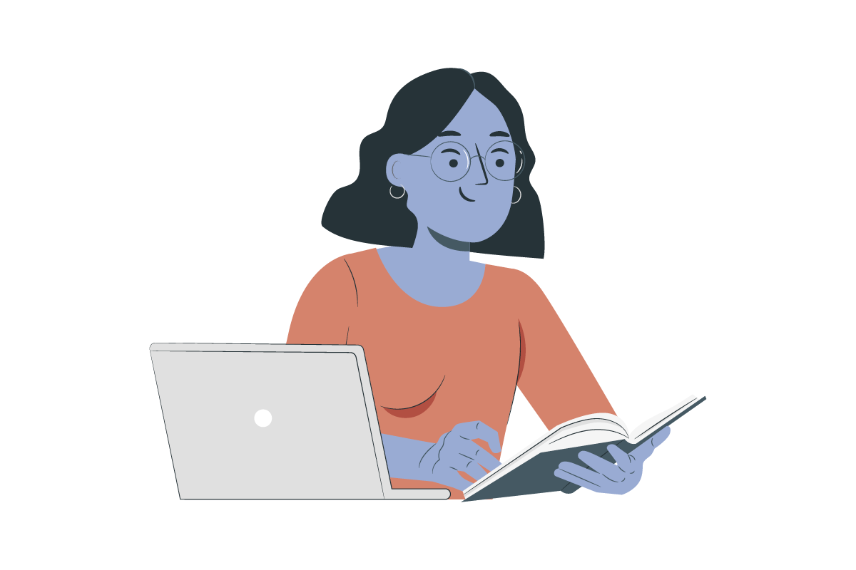 Illustration of a student studying