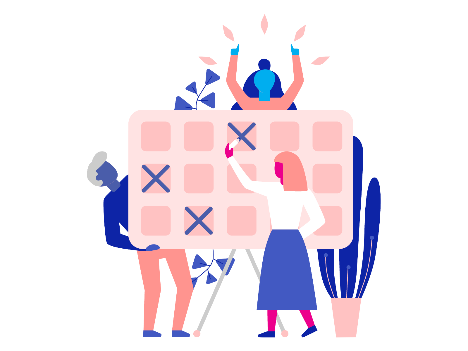 Illustration of 3 people marking a calendar