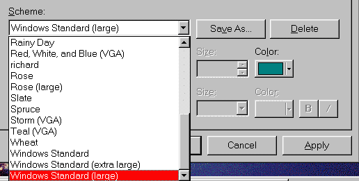 Selecting Windows Standard (large)